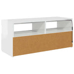 TV Cabinet with LED Lights High Gloss White 90x35x40 cm