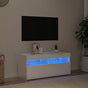 TV Cabinet with LED Lights High Gloss White 90x35x40 cm