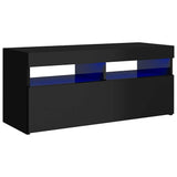 TV Cabinet with LED Lights High Gloss Black 90x35x40 cm - Front View