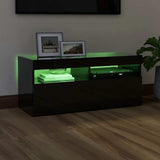 TV Cabinet with LED Lights High Gloss Black 90x35x40 cm - Top-Down View