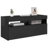 TV Cabinet with LED Lights High Gloss Black 90x35x40 cm