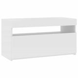 TV Cabinet with LED Lights White 75x35x40 cm - Front View
