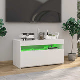 TV Cabinet with LED Lights White 75x35x40 cm - Side View