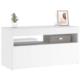 TV Cabinet with LED Lights White 75x35x40 cm - Rear View