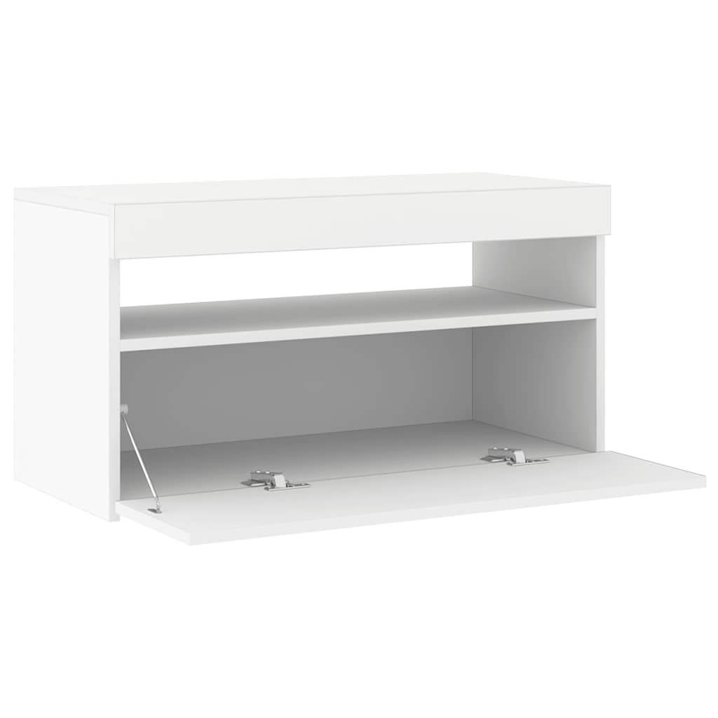 TV Cabinet with LED Lights White 75x35x40 cm