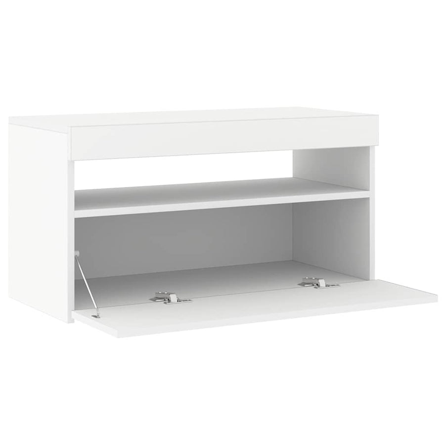 TV Cabinet with LED Lights White 75x35x40 cm