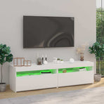 2 Piece TV Cabinet Set with LED Lights White 75x35x40 cm