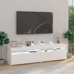 2 Piece TV Cabinet Set with LED Lights White 75x35x40 cm