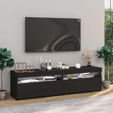 2 Piece TV Cabinet Set with LED Lights Black 75x35x40 cm