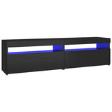 2 Piece TV Cabinet Set with LED Lights Black 75x35x40 cm - Rear View