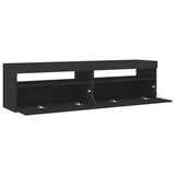 2 Piece TV Cabinet Set with LED Lights Black 75x35x40 cm - Low Angle