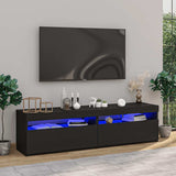 2 Piece TV Cabinet Set with LED Lights Black 75x35x40 cm