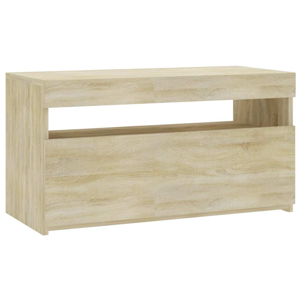 TV Cabinet with LED Lights Sonoma Oak 75x35x40 cm