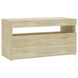 TV Cabinet with LED Lights Sonoma Oak 75x35x40 cm - Front View