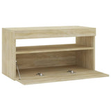TV Cabinet with LED Lights Sonoma Oak 75x35x40 cm - Rear View