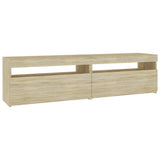 TV Cabinets 2 pcs with LED Lights Sonoma Oak 75x35x40 cm
