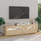 TV Cabinets 2 pcs with LED Lights Sonoma Oak 75x35x40 cm - Side View