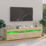 TV Cabinets 2 pcs with LED Lights Sonoma Oak 75x35x40 cm - Top-Down View