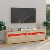 TV Cabinets 2 pcs with LED Lights Sonoma Oak 75x35x40 cm - 45-Degree Angle