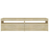 TV Cabinets 2 pcs with LED Lights Sonoma Oak 75x35x40 cm - Rear View