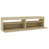 TV Cabinets 2 pcs with LED Lights Sonoma Oak 75x35x40 cm - Close-Up Angle