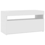 TV Cabinet with LED Lights High Gloss White 75x35x40 cm