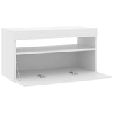 TV Cabinet with LED Lights High Gloss White 75x35x40 cm - Close-Up Angle