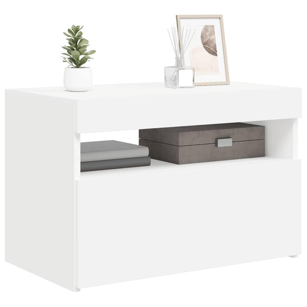 TV Cabinet with LED Lights White 60x35x40 cm