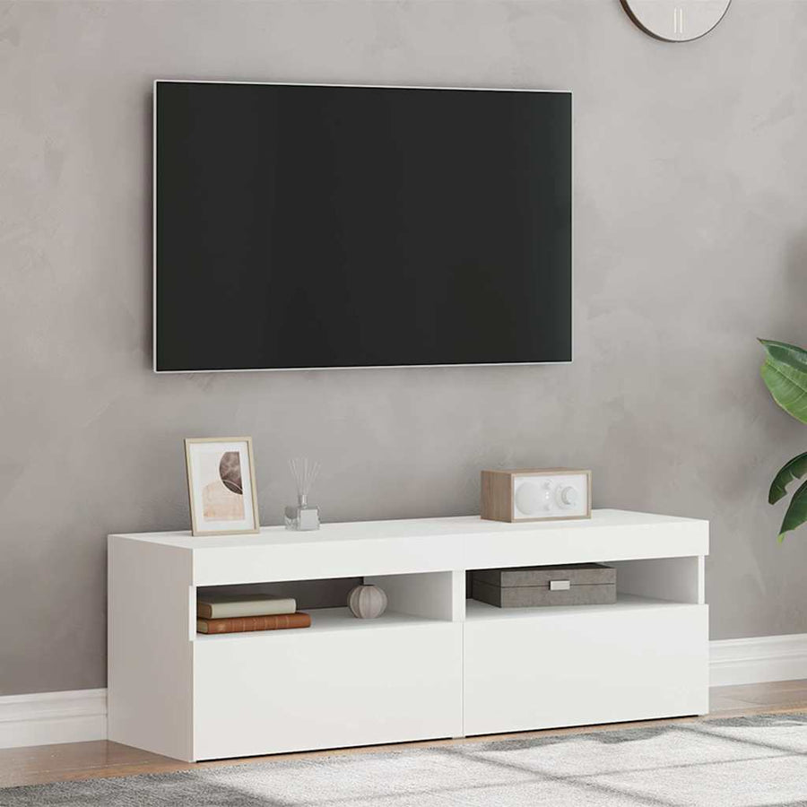 TV Cabinets with LED Lights 2 pcs White 60x35x40 cm