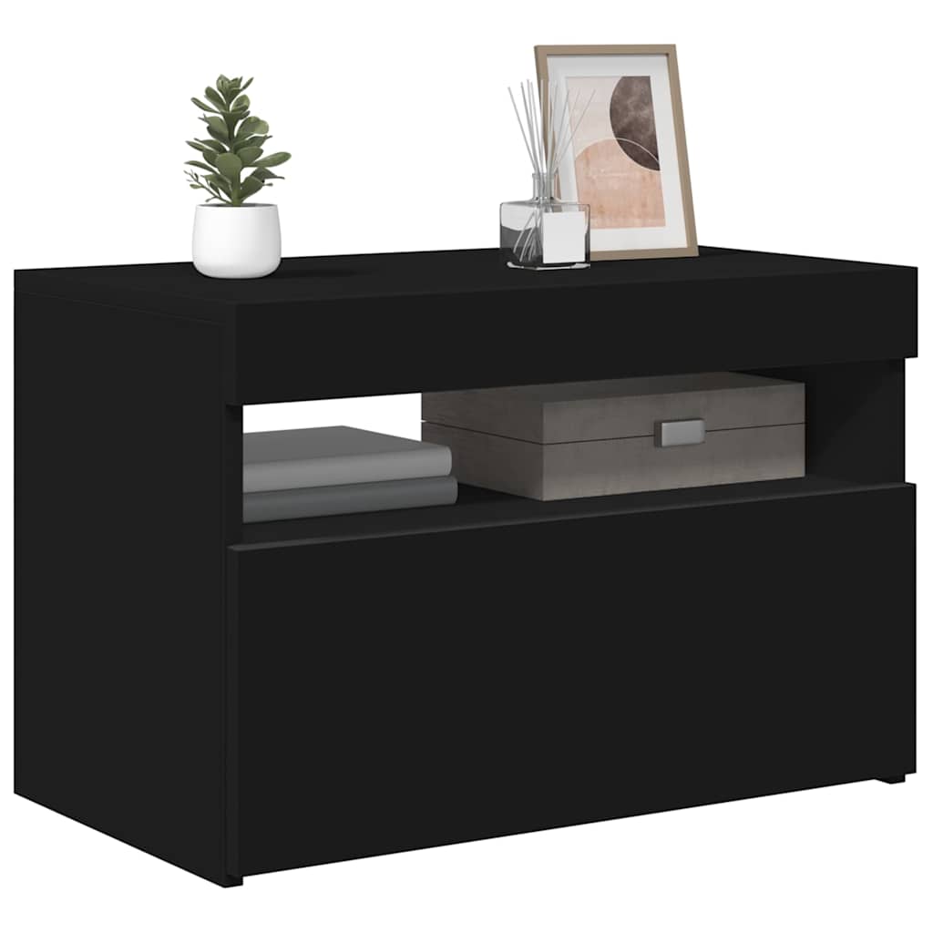 TV Cabinet with LED Lights Black 60x35x40 cm