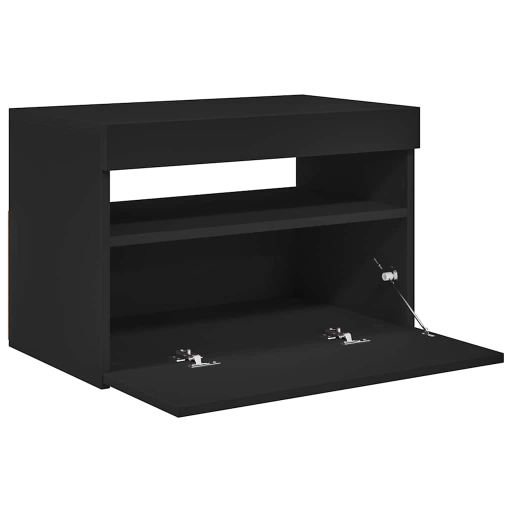 TV Cabinet with LED Lights Black 60x35x40 cm
