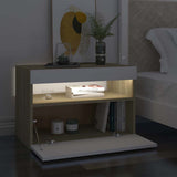 TV Cabinet with LED Lights White and Sonoma Oak 60x35x40 cm - Side View
