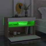 TV Cabinet with LED Lights White and Sonoma Oak 60x35x40 cm