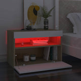 TV Cabinet with LED Lights White and Sonoma Oak 60x35x40 cm