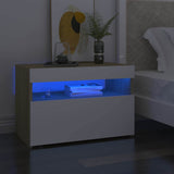 TV Cabinet with LED Lights White and Sonoma Oak 60x35x40 cm - Rear View