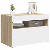 TV Cabinet with LED Lights White and Sonoma Oak 60x35x40 cm
