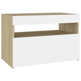 TV Cabinet with LED Lights White and Sonoma Oak 60x35x40 cm - Extra Image