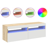 TV Cabinets with LED Lights 2 pcs White and Sonoma Oak 60x35x40 cm