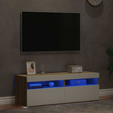 TV Cabinets with LED Lights 2 pcs White and Sonoma Oak 60x35x40 cm
