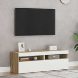 TV Cabinets with LED Lights 2 pcs White and Sonoma Oak 60x35x40 cm