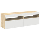 TV Cabinets with LED Lights 2 pcs White and Sonoma Oak 60x35x40 cm