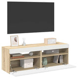 TV Cabinets with LED Lights 2 pcs White and Sonoma Oak 60x35x40 cm