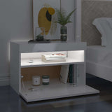 TV Cabinet with LED Lights High Gloss White 60x35x40 cm - Side View