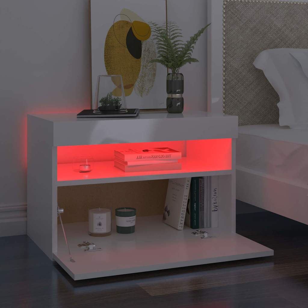 TV Cabinet with LED Lights High Gloss White 60x35x40 cm
