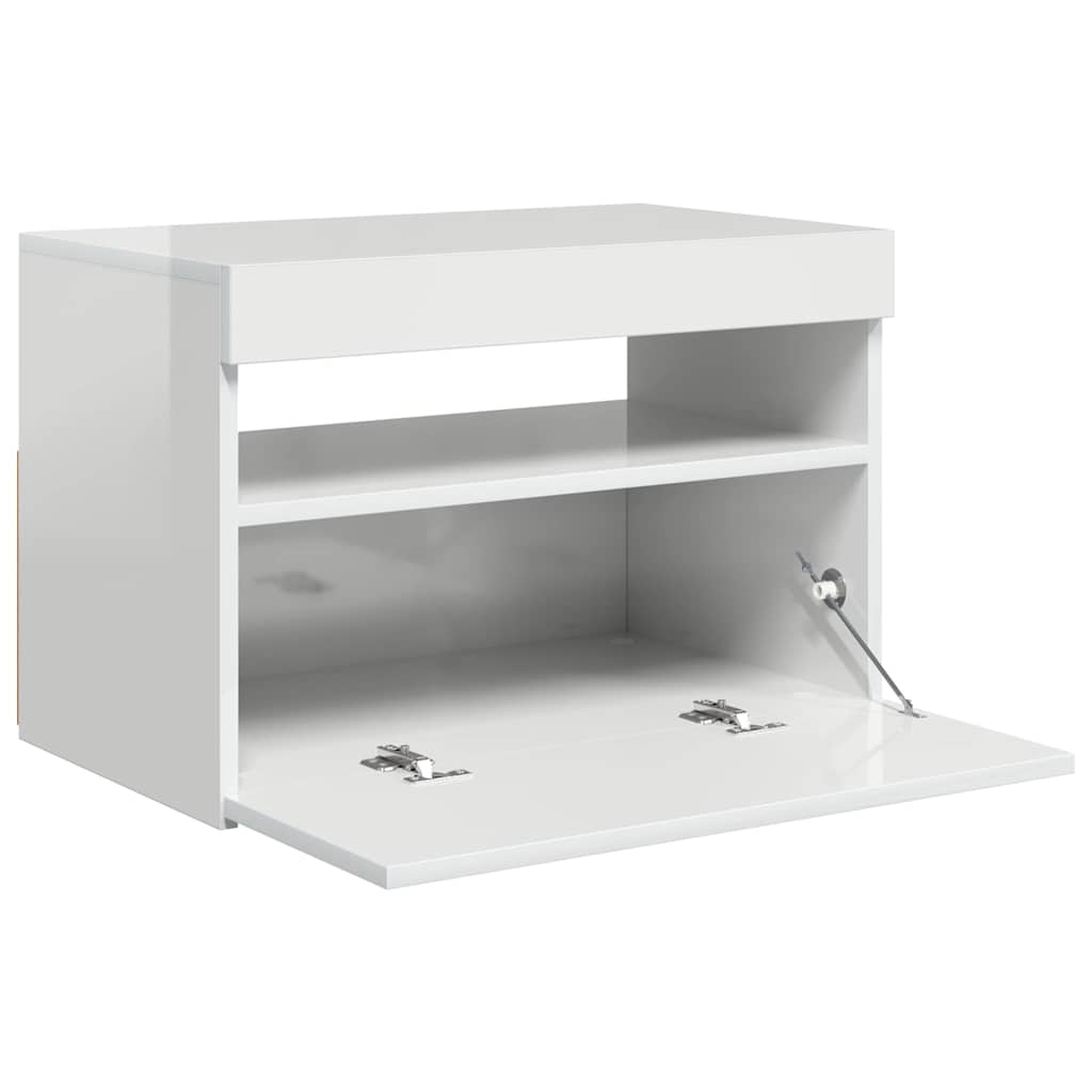TV Cabinet with LED Lights High Gloss White 60x35x40 cm