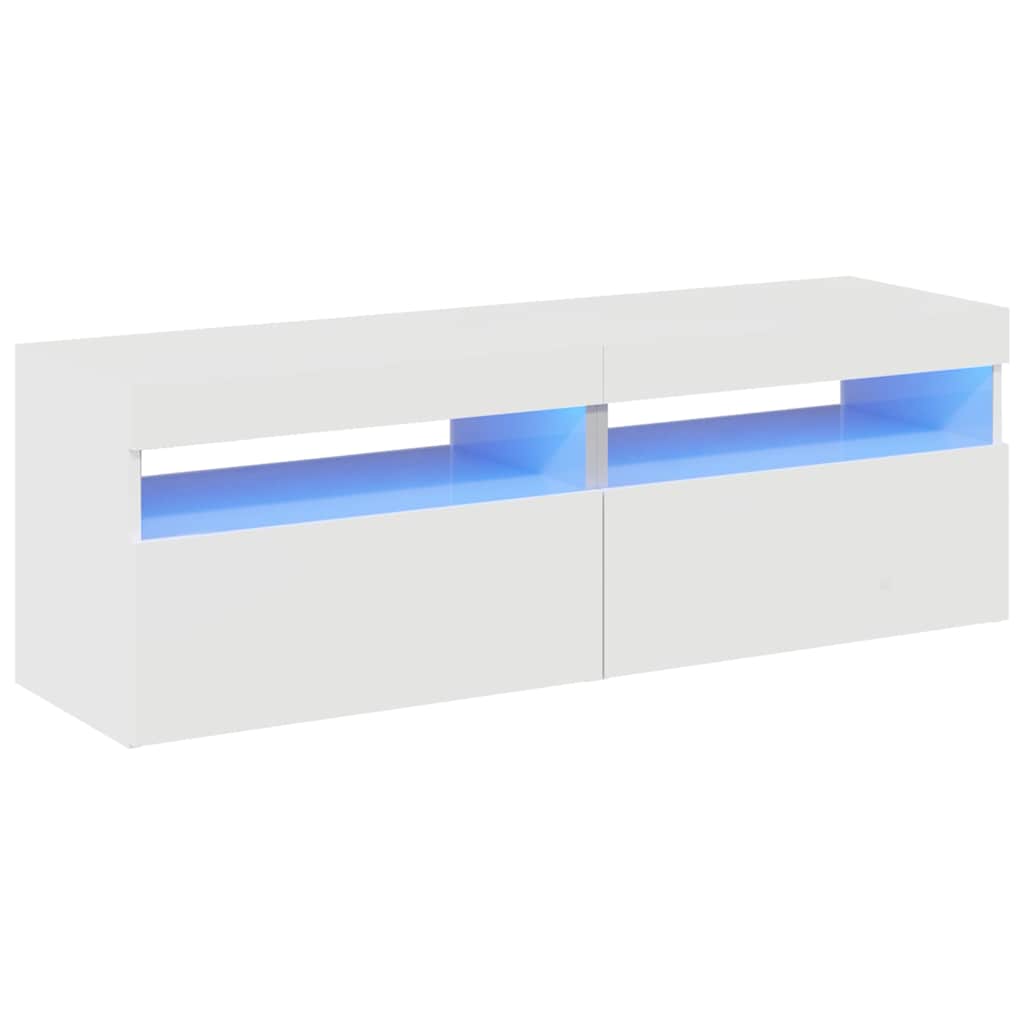 TV Cabinets with LED Lights 2 pcs High Gloss White 60x35x40 cm