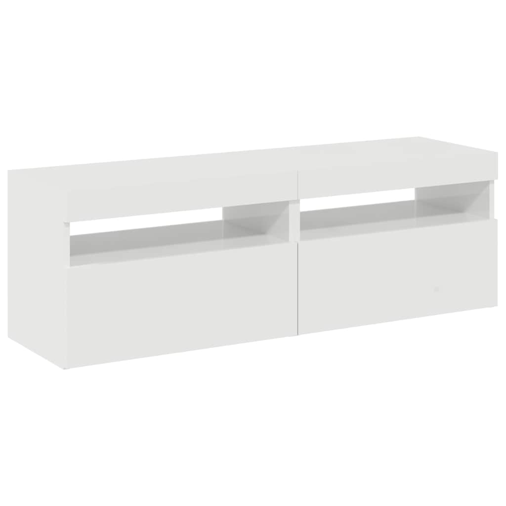 TV Cabinets with LED Lights 2 pcs High Gloss White 60x35x40 cm