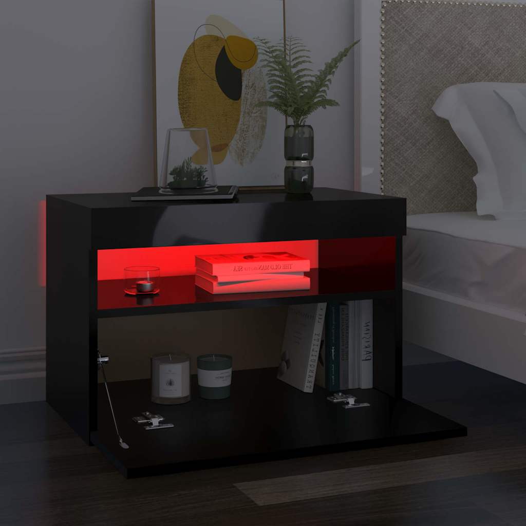 TV Cabinets with LED Lights 2 pcs High Gloss Black 60x35x40 cm