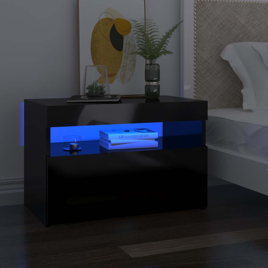 TV Cabinets with LED Lights 2 pcs High Gloss Black 60x35x40 cm