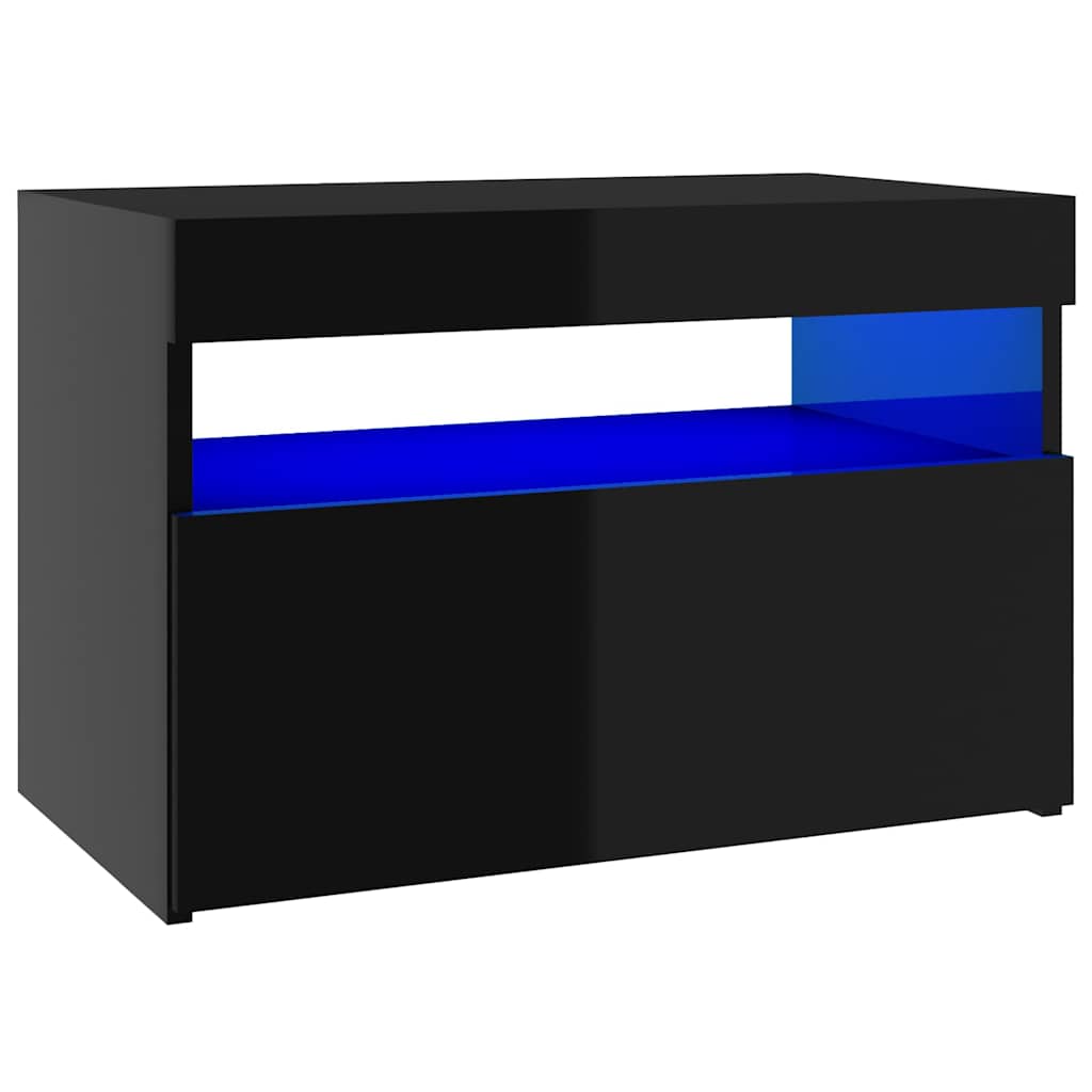 TV Cabinets with LED Lights 2 pcs High Gloss Black 60x35x40 cm